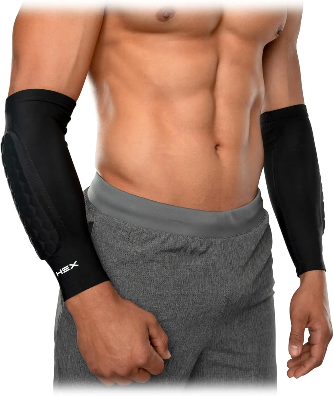 Mcdavid Hex Padded Forearm Compression Sleeve for Football & Contact Sports, Moisture Wicking to Keep You Dry & Cool, Includes 2 Sleeves