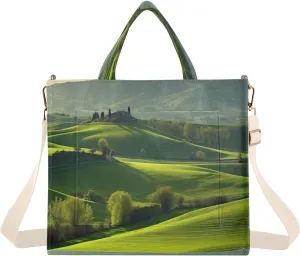 Meadow Grassland Corduroy Tote Bag for Women Hobo Crossbody Bag Purse Stylish Shoulder Handbag Messenger Bags, S