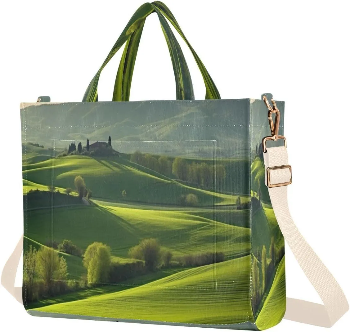 Meadow Grassland Corduroy Tote Bag for Women Hobo Crossbody Bag Purse Stylish Shoulder Handbag Messenger Bags, S