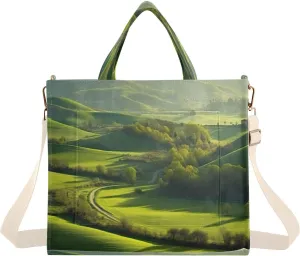 Meadow Grassland Corduroy Tote Bag for Women Hobo Crossbody Bag Purse Stylish Shoulder Handbag Messenger Bags, S