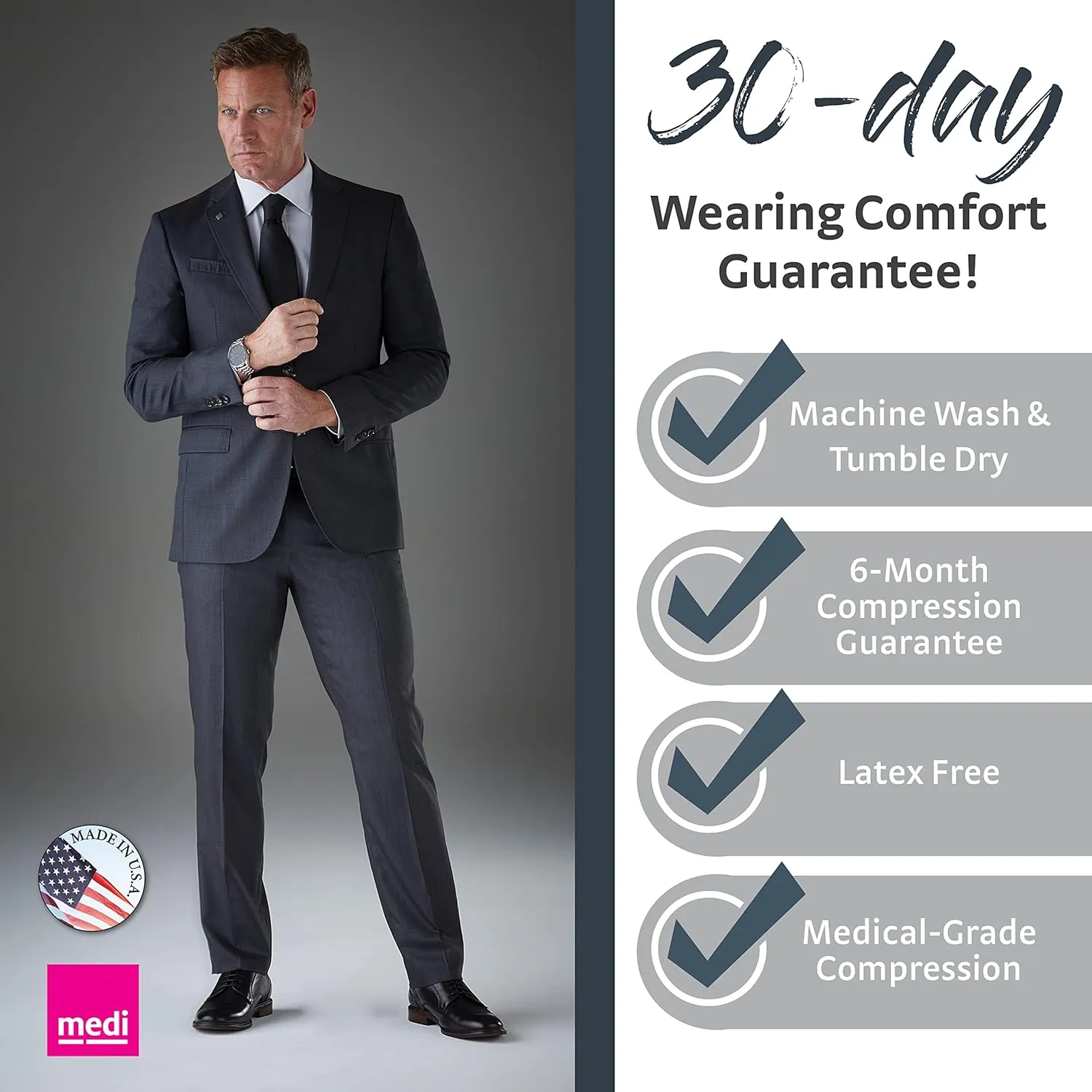 mediven for men classic 30-40 mmHg Calf High Closed Toe Compression Stockings, Tan, II-Standard