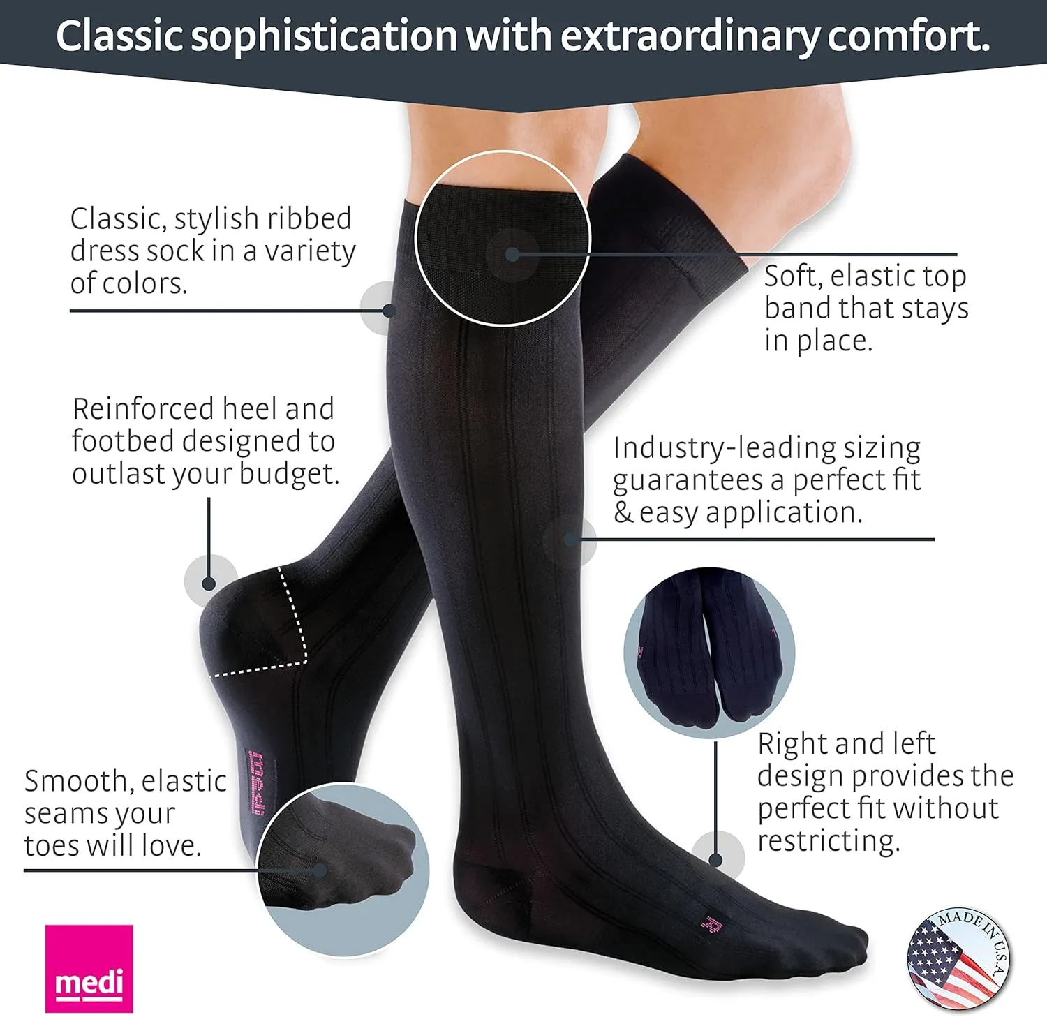 mediven for men classic 30-40 mmHg Calf High Closed Toe Compression Stockings, Tan, II-Standard