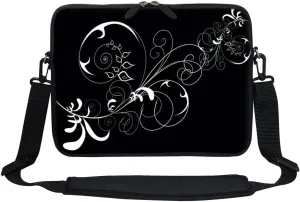 Meffort Inc® 11.6 Inch Neoprene Laptop Sleeve Bag Carrying Case with Hidden Handle and Adjustable Shoulder Strap (White Swirl)