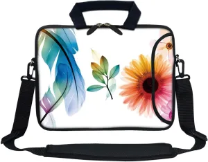 Meffort Inc 13.3 Inch Neoprene Laptop Bag with Extra Side Pocket Compatible with 12.5" to 13.3" MacBooks Chromebooks & Laptops - White Flower Leaves
