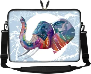 Meffort Inc 15 15.6 inch Neoprene Laptop Sleeve Bag Carrying Case with Hidden Handle and Adjustable Shoulder Strap - Elephant Painting