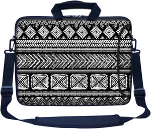 Meffort Inc 15.6 Inch Neoprene Laptop Bag – Water Resistant, Reinforced Zipper, Adjustable Shoulder Strap, Extra Side Pocket, Fits 15 to 15.6 Inch Laptops - Black Gary Patterns