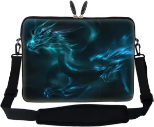 Meffort Inc 17 17.3 inch Neoprene Laptop Sleeve Bag Carrying Case with Hidden Handle and Adjustable Shoulder Strap - Blue Dragon