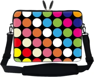 Meffort Inc 17 17.3 inch Neoprene Laptop Sleeve Bag Carrying Case with Hidden Handle and Adjustable Shoulder Strap - Colorful Dots