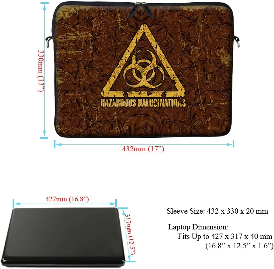 Meffort Inc 17 17.3 inch Neoprene Laptop Sleeve Bag Carrying Case with Hidden Handle and Adjustable Shoulder Strap - Hazardous Sign