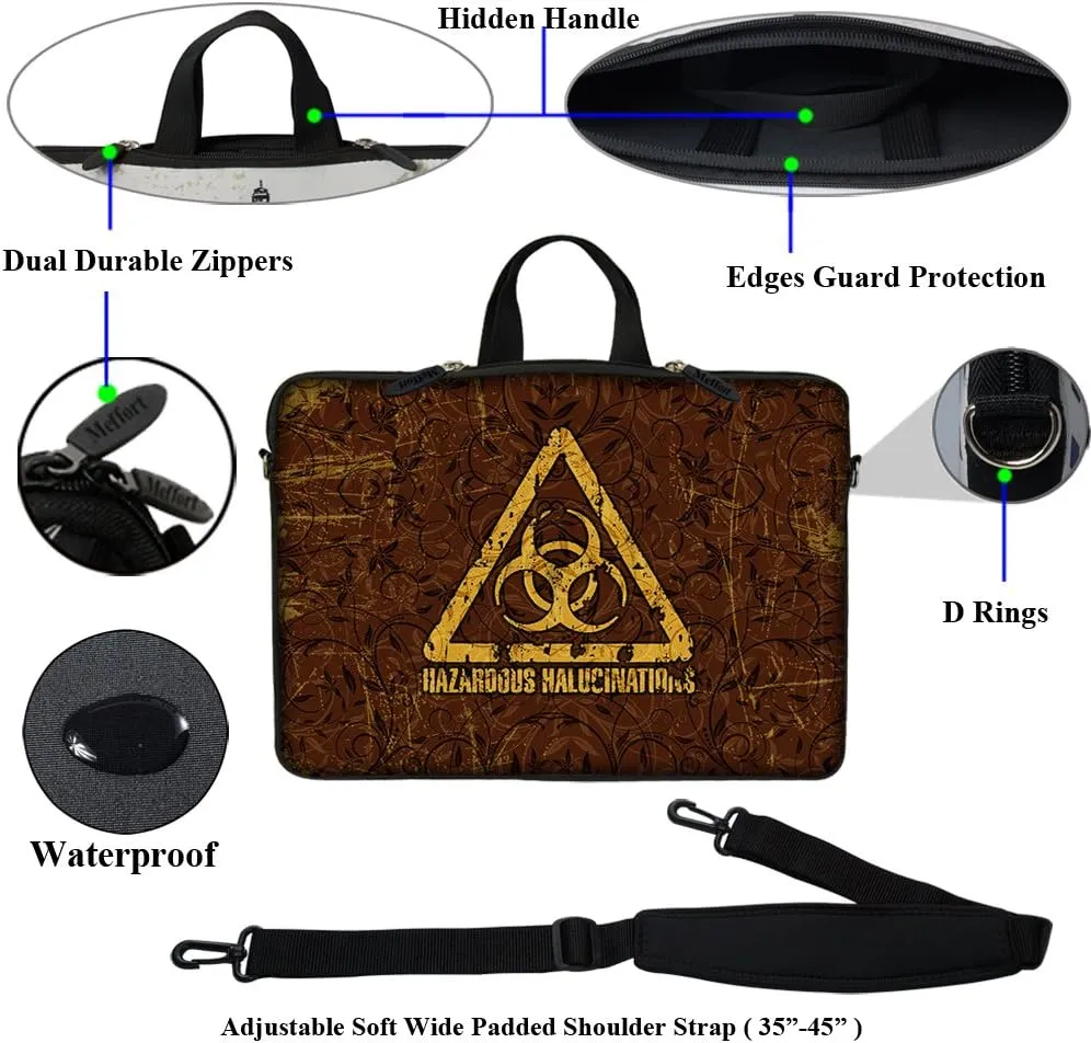 Meffort Inc 17 17.3 inch Neoprene Laptop Sleeve Bag Carrying Case with Hidden Handle and Adjustable Shoulder Strap - Hazardous Sign