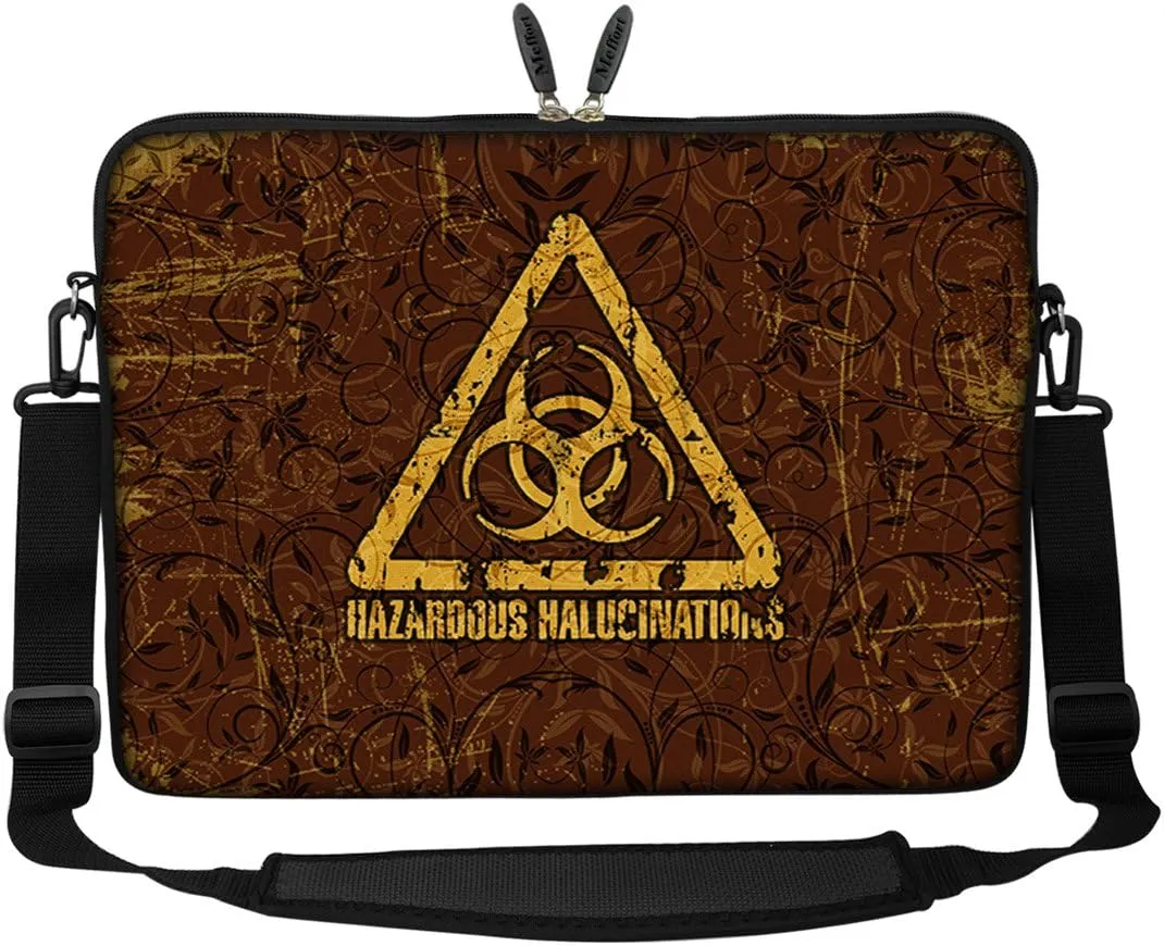 Meffort Inc 17 17.3 inch Neoprene Laptop Sleeve Bag Carrying Case with Hidden Handle and Adjustable Shoulder Strap - Hazardous Sign