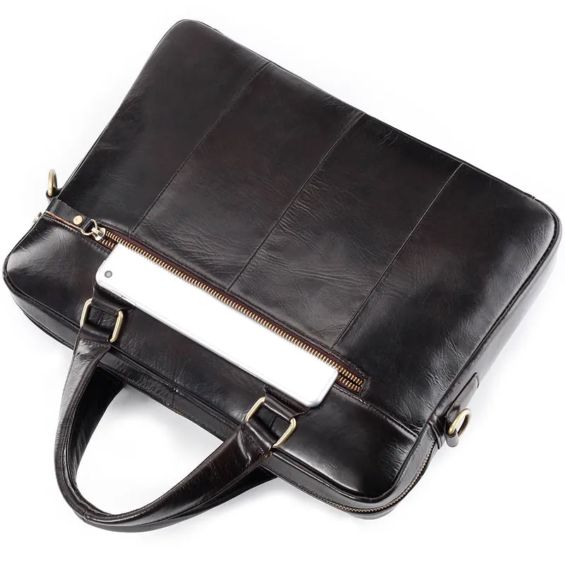 Men Briefcase Genuine Leather 14 inch Laptop Bag