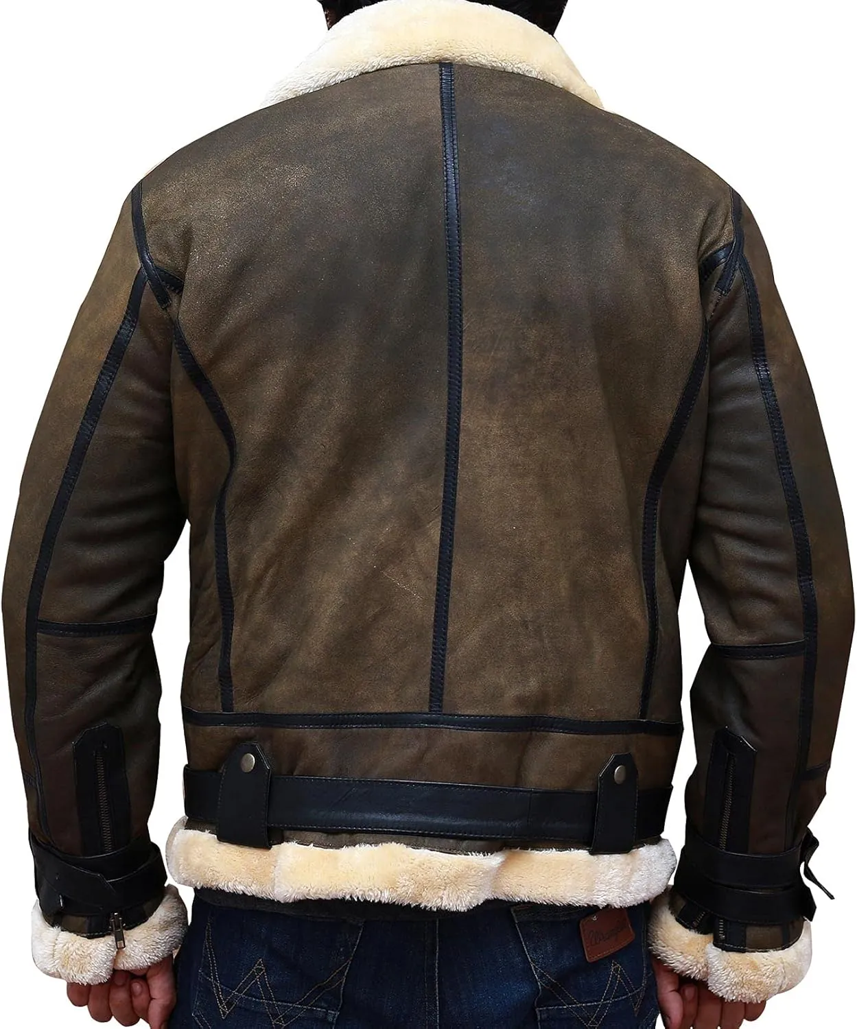 Men S Aviator RAF B3 Shearling Sheepskin Brown Leather Bomber Jacket