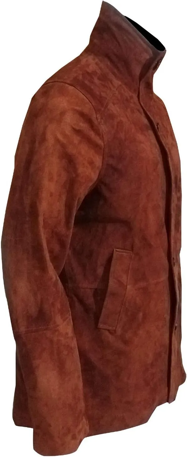 Men Sheriff Walt Longmire Robert Taylor Genuine Brown Suede Leather Coat