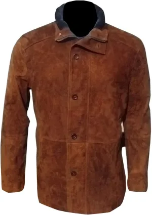 Men Sheriff Walt Longmire Robert Taylor Genuine Brown Suede Leather Coat
