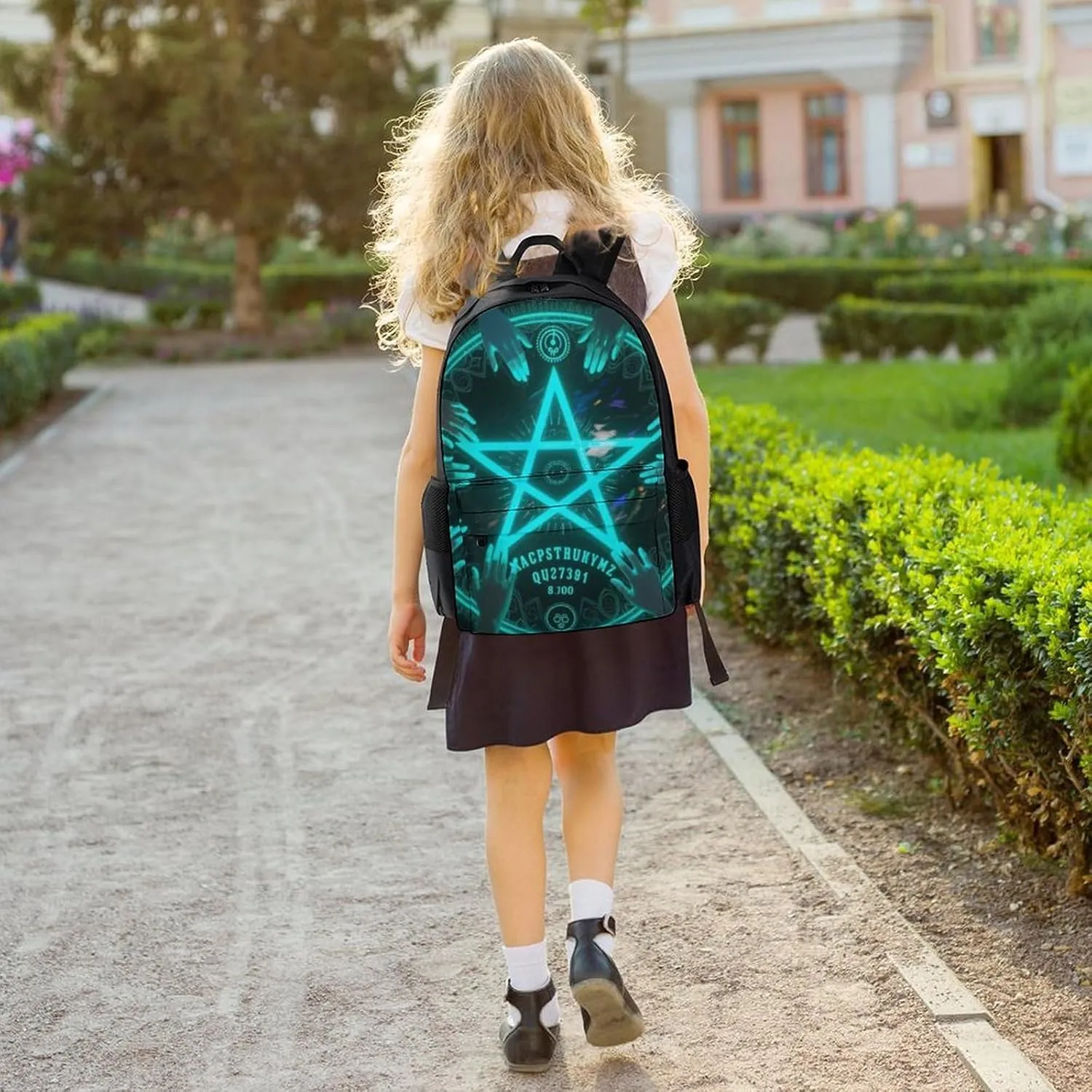 Men Women Polyester Magic Spirit Board Witch Art Daypack Big Capacity Shoulder Bag With Adjustable Shoulder Straps for Camping Travel Walking Cycling