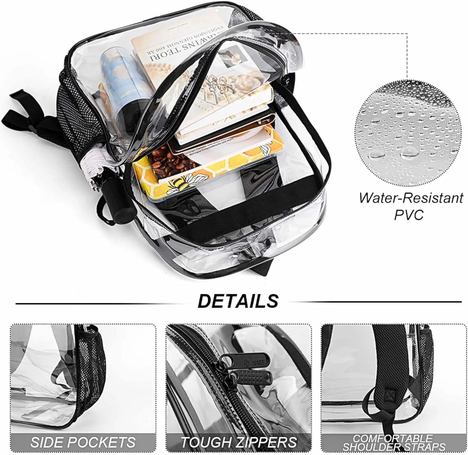 Men Women Transparent Cute Giraffe Three Cartoon Pattern Pink Casual Daypack Large Capacity Carry On Bag With Adjustable Shoulder Straps for Camping Work Running