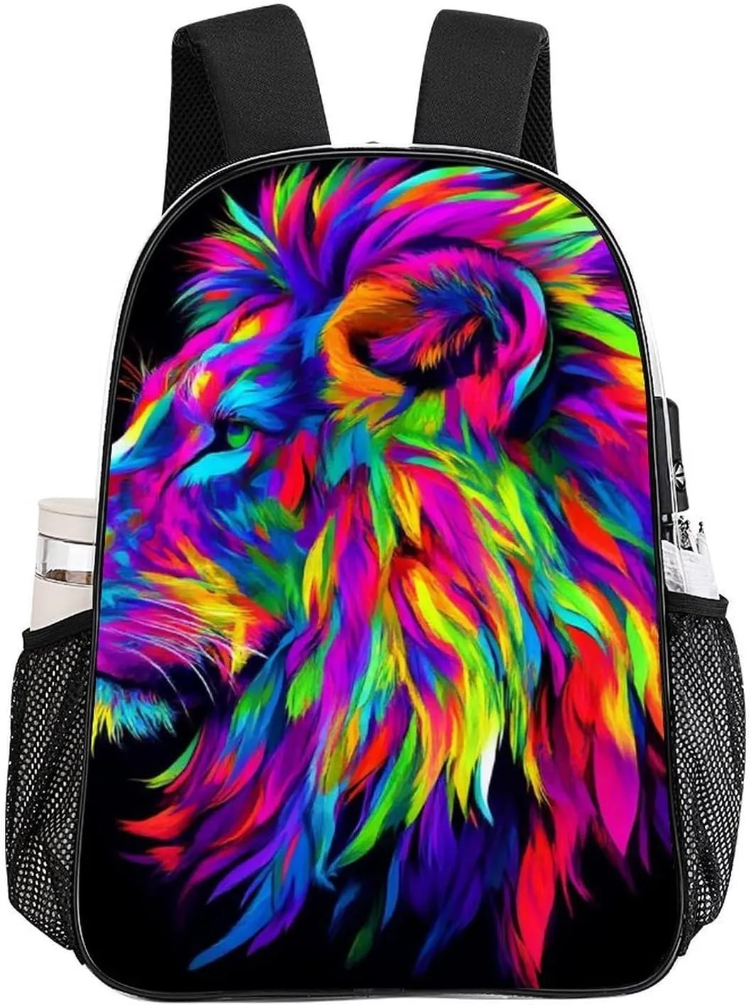 Men Women Transparent Lion Abstract Art Daypack Big Capacity Shoulder Bag With Smooth Zippers for Hiking Work Walking Cycling