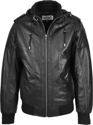 Men's Aviator Leather Bomber Jacket - Black, 2XL