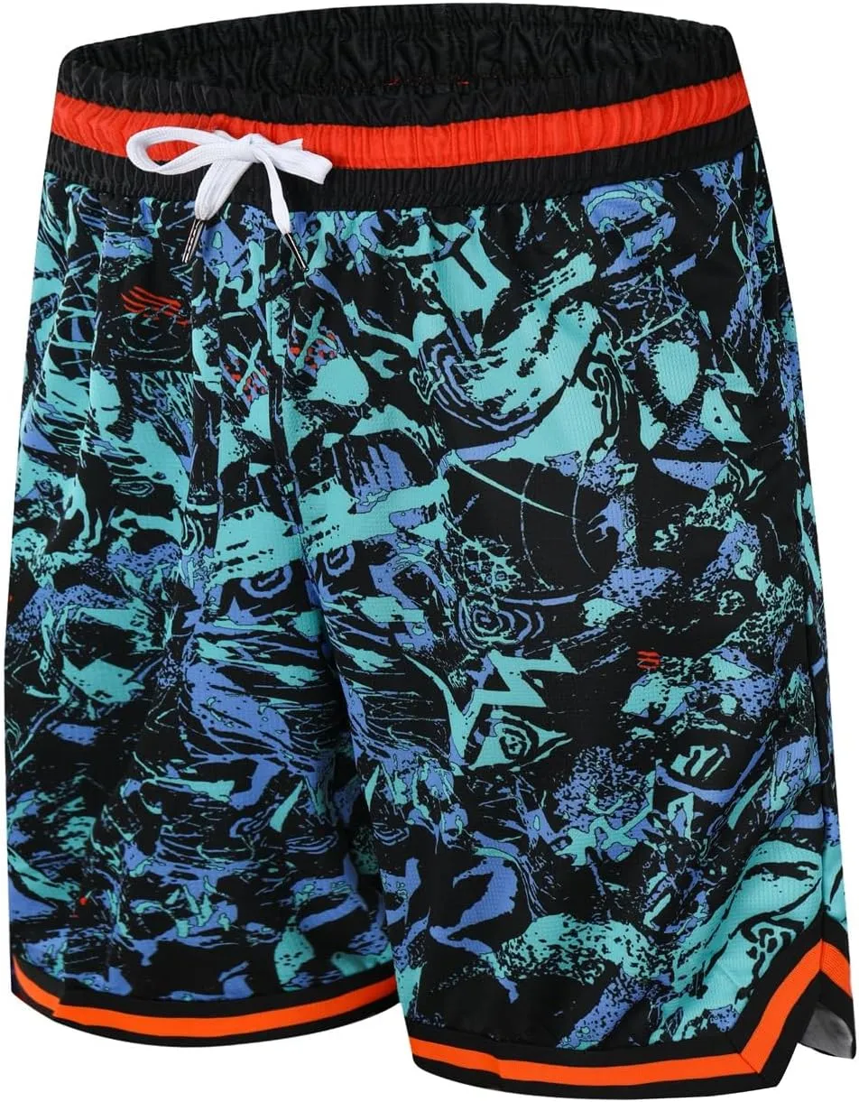 Mens Basketball Athletic Shorts with Zip Pockets Mesh Workout Active Performance Gym Shorts