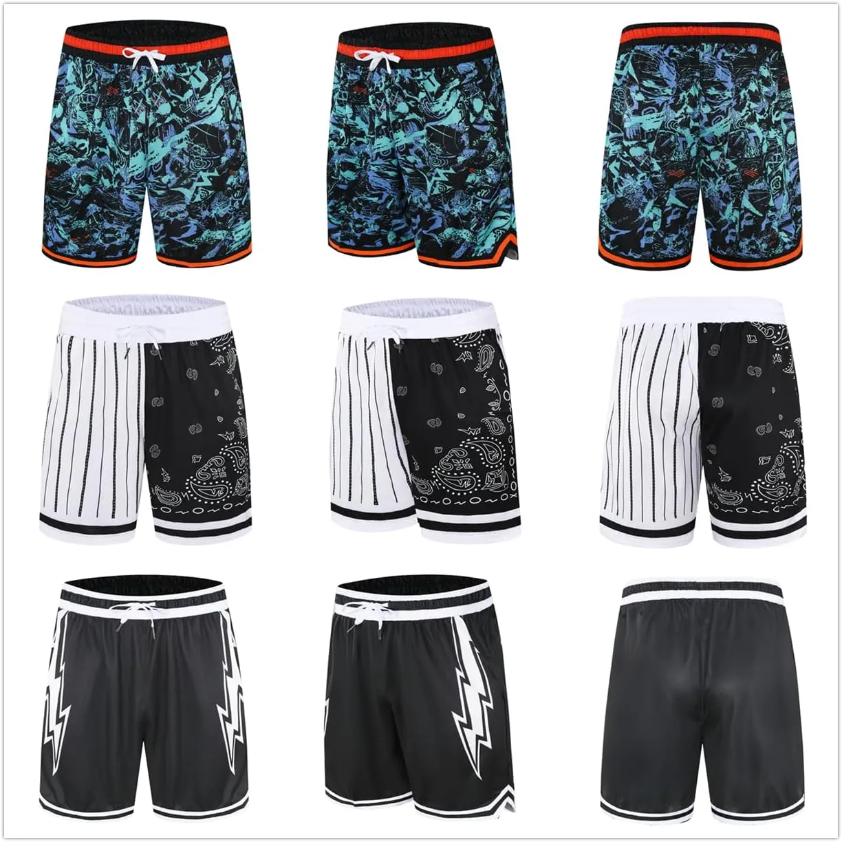 Mens Basketball Athletic Shorts with Zip Pockets Mesh Workout Active Performance Gym Shorts