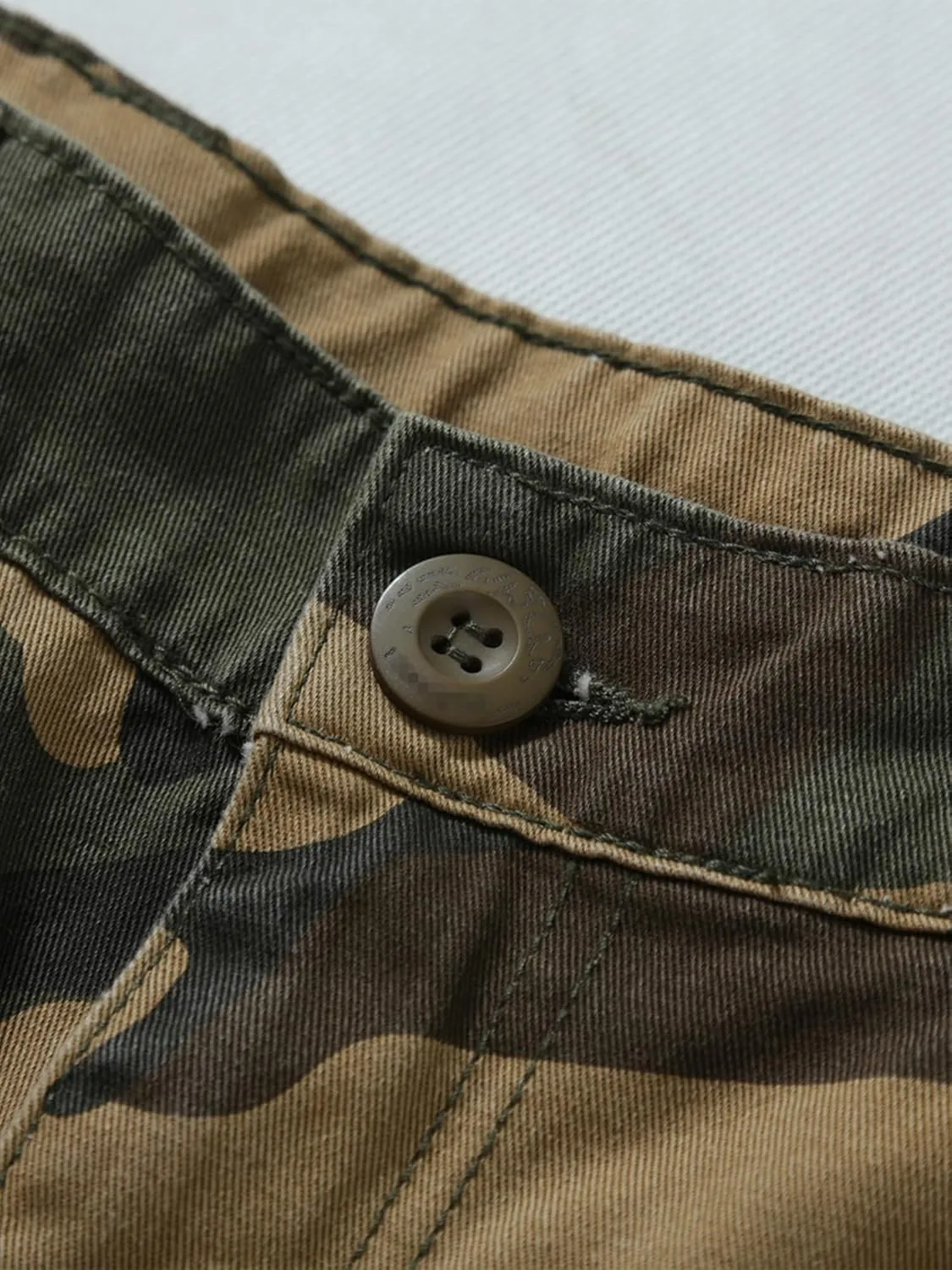Men's Camo BDU Cargo Tactical Ripstop Casual Lightweight Baggy Combat 100% Cotton Pants with 8 Pockets(No Belt)