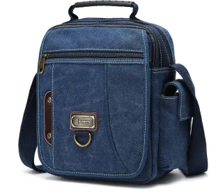Men's Canvas Crossbody Messenger Bag - Small, Shoulder, Travel, Work Bag