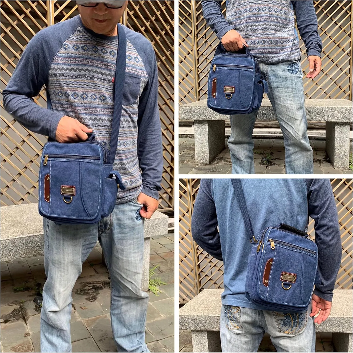 Men's Canvas Crossbody Messenger Bag - Small, Shoulder, Travel, Work Bag
