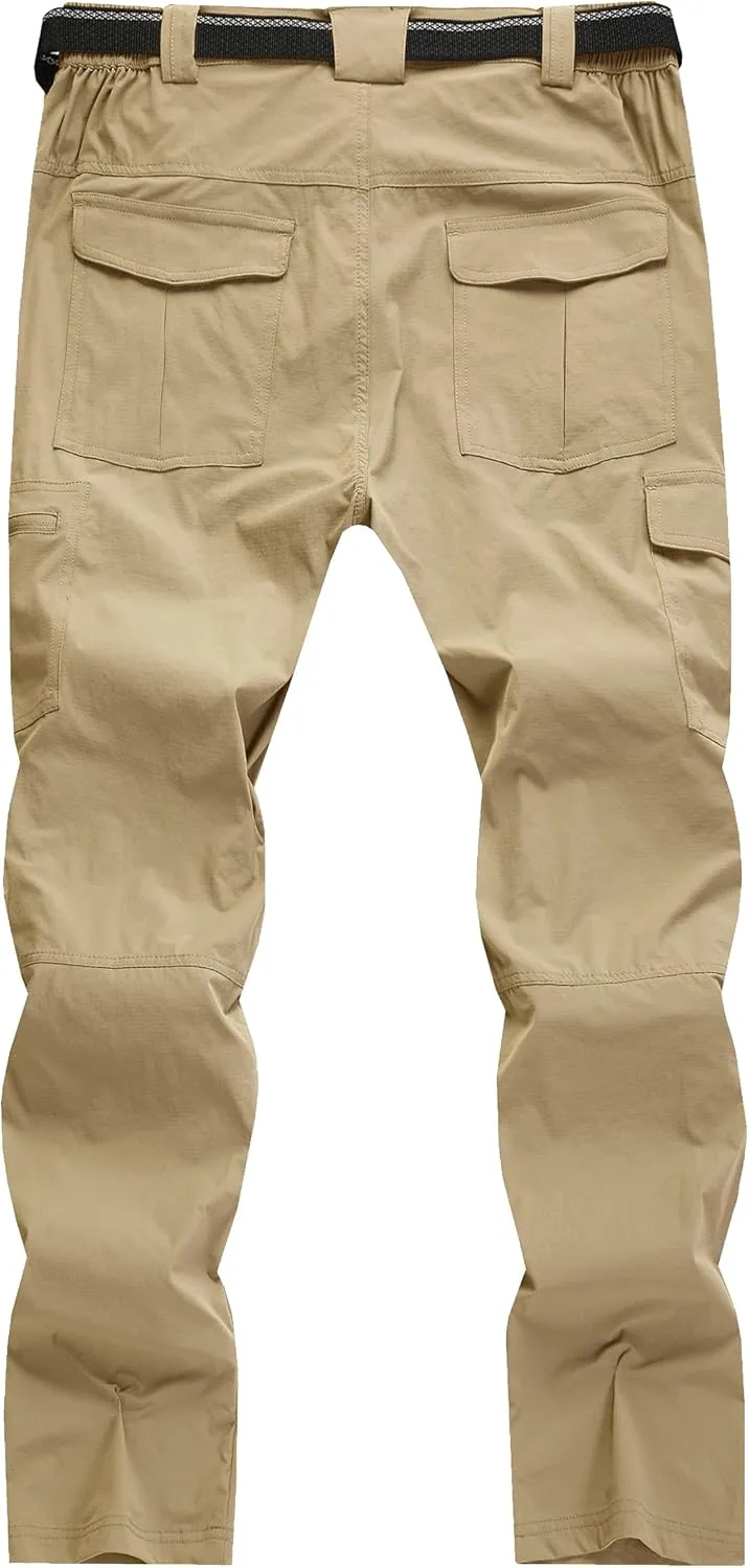 Men's Cargo Work Hiking Pants Lightweight Water Resistant Quick Dry Fishing Travel Camping Outdoor Breathable Multi Pockets