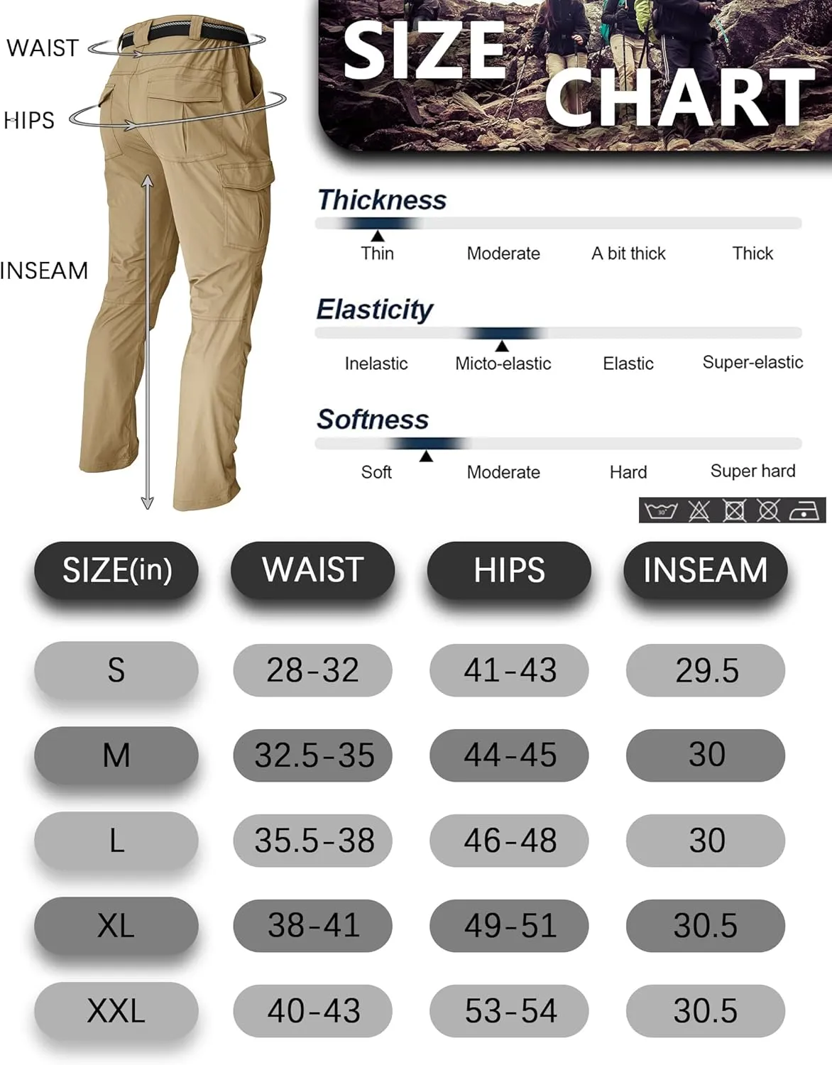 Men's Cargo Work Hiking Pants Lightweight Water Resistant Quick Dry Fishing Travel Camping Outdoor Breathable Multi Pockets
