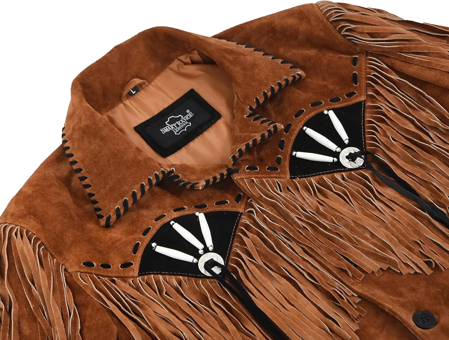 Men's Classic Western Style Cowboy Fringe American Native Suede Leather Jacket 7740