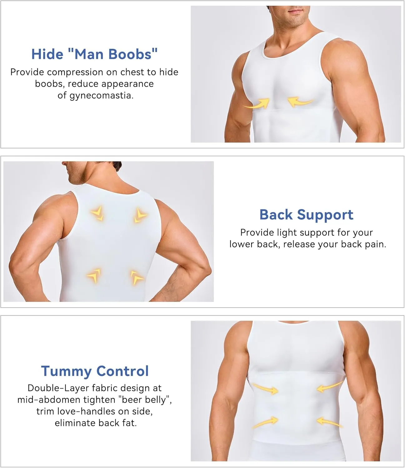Mens Compression Shirt Slimming Body Shaper Vest Workout Tank Tops Abs Abdomen Undershirts