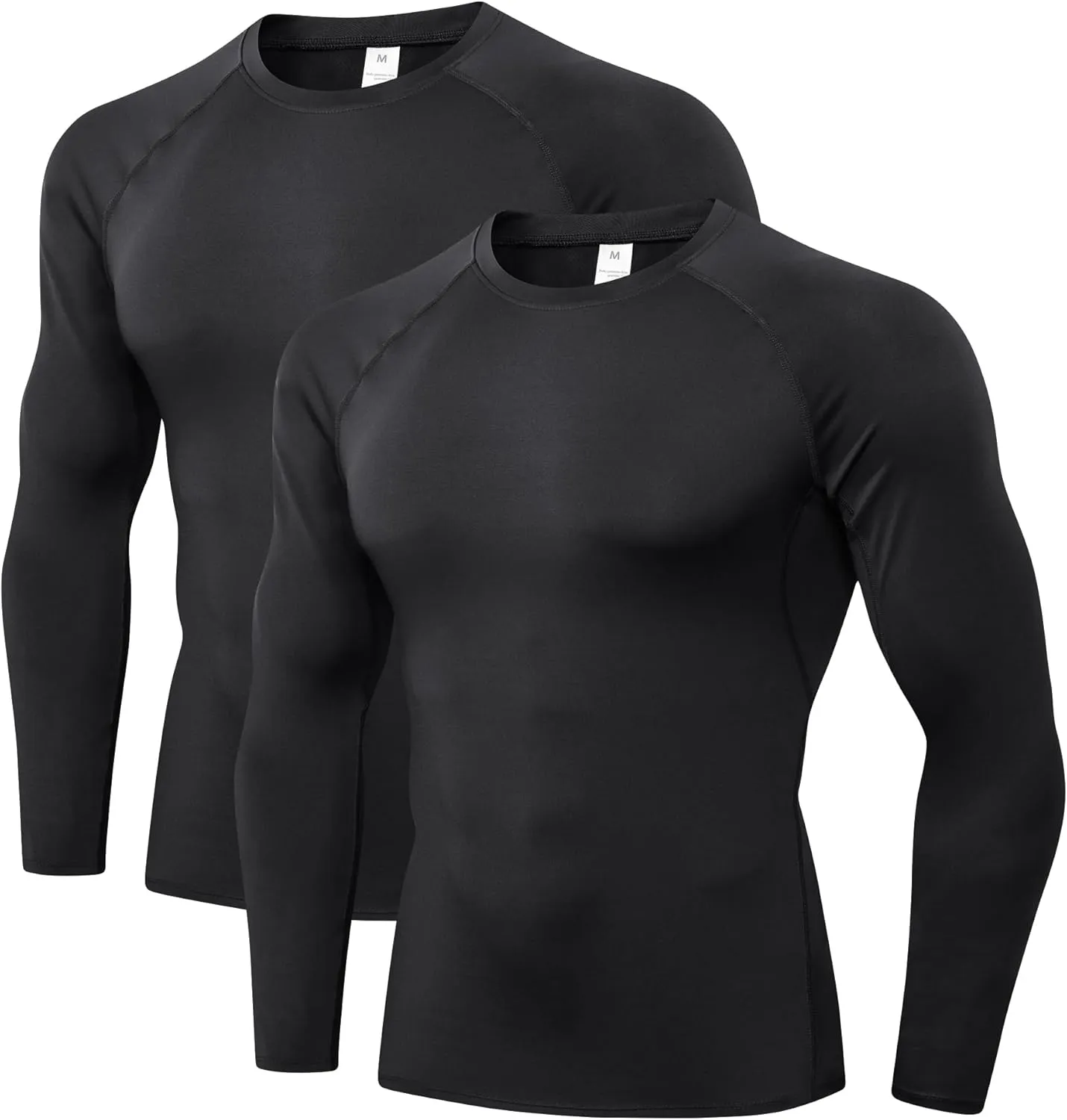 Men's Compression Shirts Long Sleeve Athletic T Shirt Workout Cool Dry Running Tops Gym Undershirts Baselayers 1/2 Pack