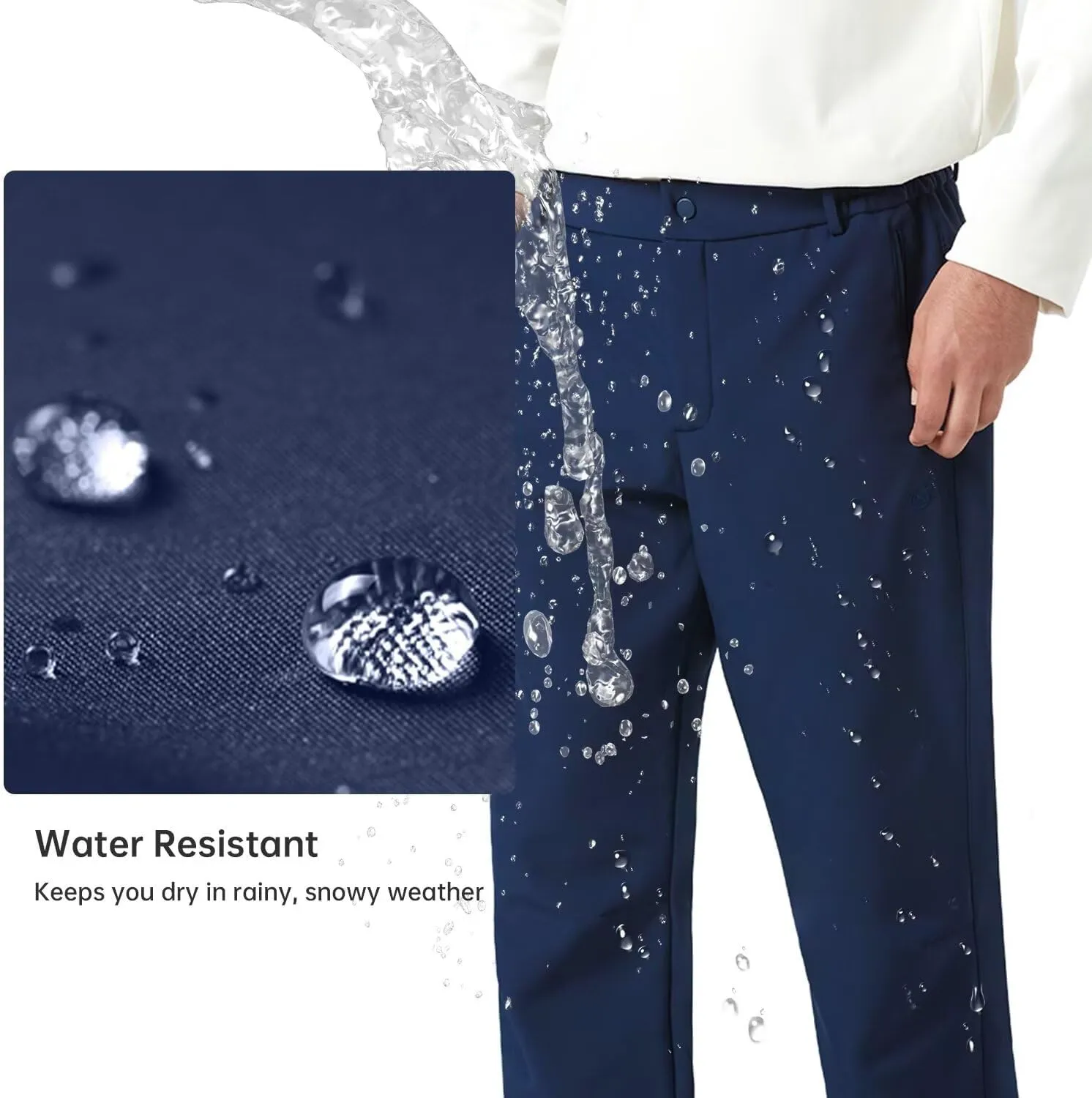 Men's Hiking Cargo Pants Fleece Quick-Dry Water-Resistant Outdoor Pants with Pockets for Camping Trekking Travel