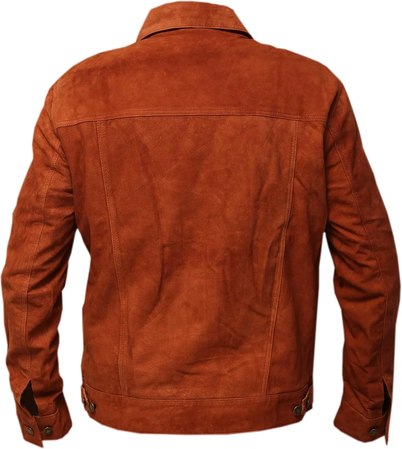 Mens Hugh Jackman Brown Real Suede Leather Trucker Jacket