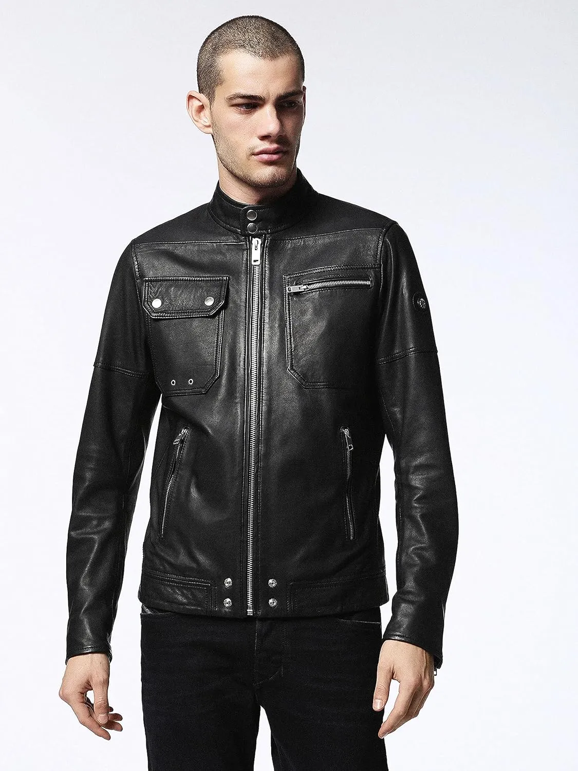 Mens leather jacket Motorcycle Bomber Black Real Leather Hoodie Jacket Men