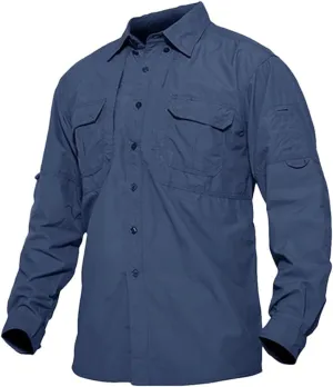 Men's Long Sleeve Shirt Summer Lightweight Quick Dry Hiking Nylon Outdoor Work Cargo Top
