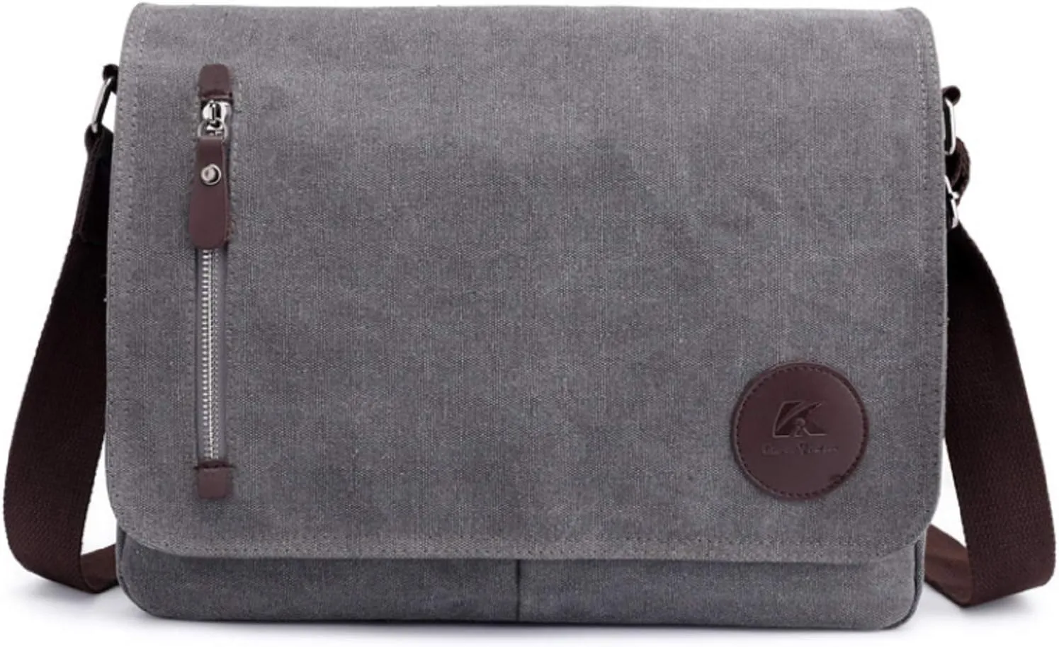 Mens Messenger Bag Waterproof Canvas Leather Bag 14 Inch Vintage Waxed Crossbody Bag