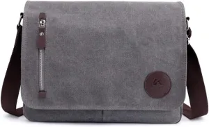 Mens Messenger Bag Waterproof Canvas Leather Bag 14 Inch Vintage Waxed Crossbody Bag