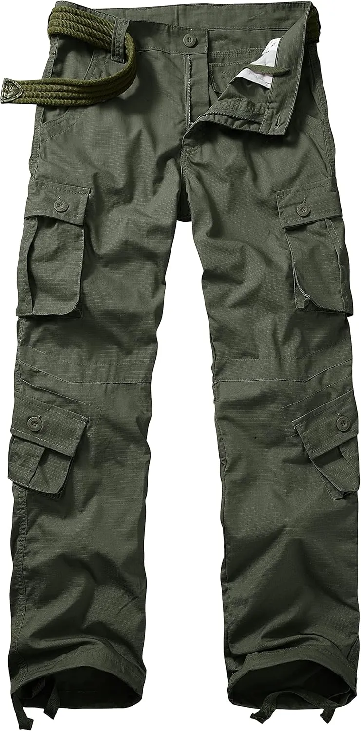 Men's Outdoor Hiking Pants, Tactical Pants Lightweight Casual Work Ripstop Cargo Pants for Men with Pockets