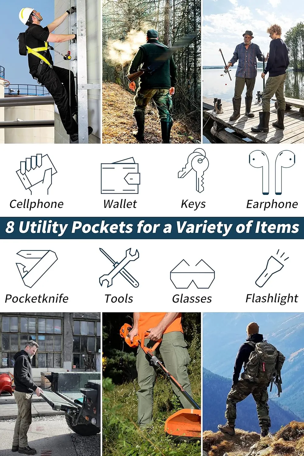 Men's Outdoor Hiking Pants, Tactical Pants Lightweight Casual Work Ripstop Cargo Pants for Men with Pockets