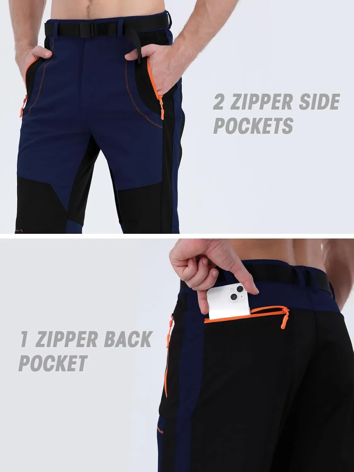 Mens Snow Ski Pants Fleece Lined Hiking Pants Water Resistant Winter Cargo Pants for Camping Fishing Outdoor