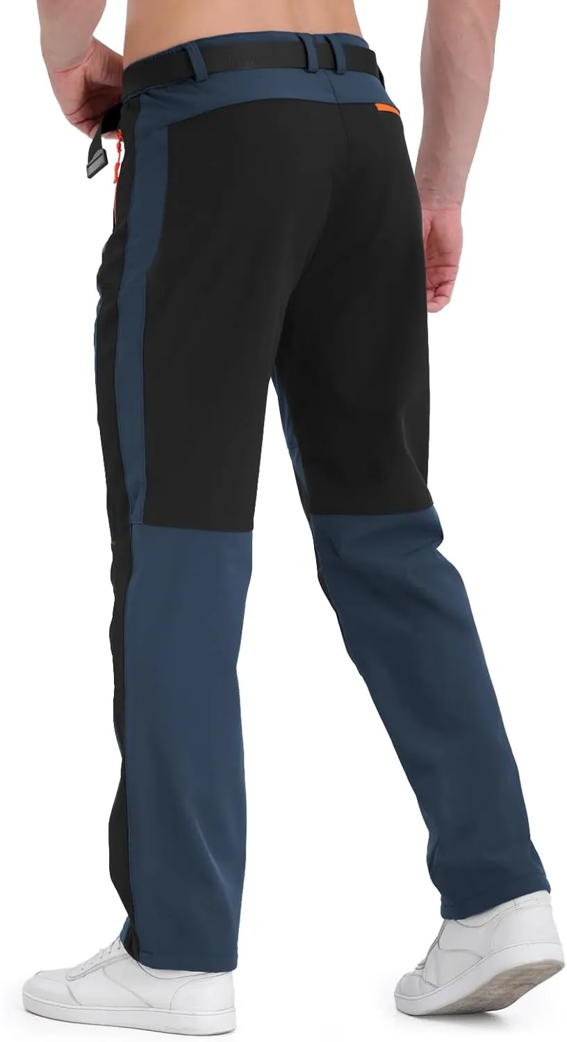 Mens Snow Ski Pants Fleece Lined Hiking Pants Water Resistant Winter Cargo Pants for Camping Fishing Outdoor