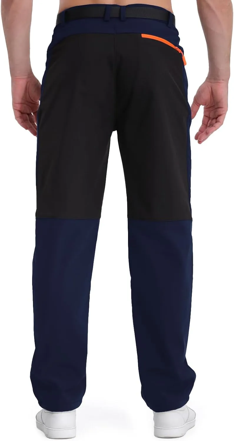 Mens Snow Ski Pants Fleece Lined Hiking Pants Water Resistant Winter Cargo Pants for Camping Fishing Outdoor