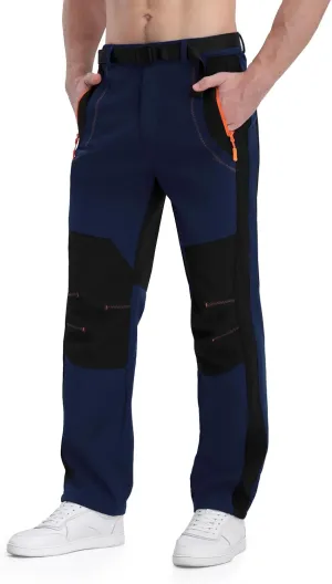 Mens Snow Ski Pants Fleece Lined Hiking Pants Water Resistant Winter Cargo Pants for Camping Fishing Outdoor