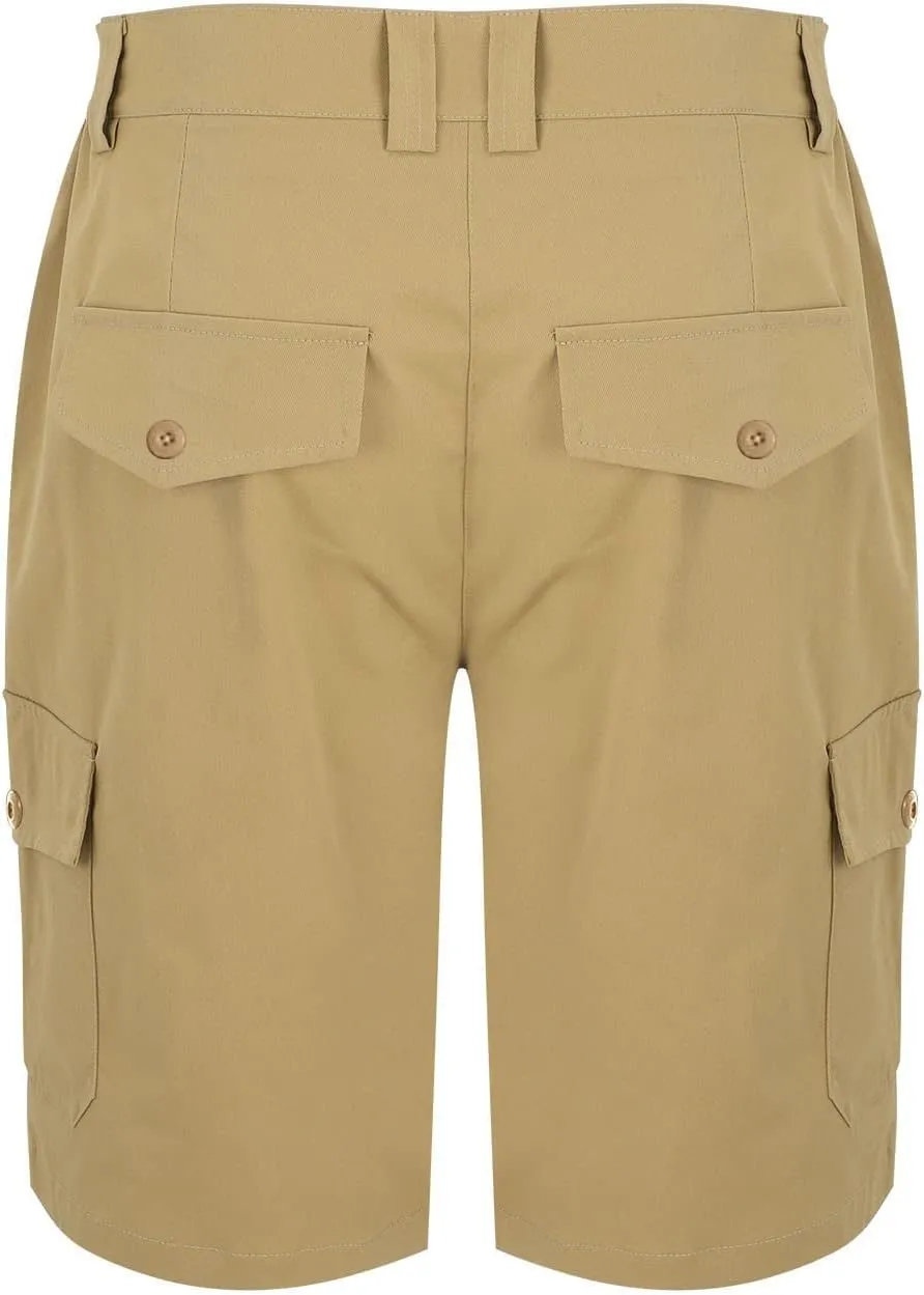Mens Tactical Cargo Shorts 3/4 Casual Hiking Capri Pants Below Knee Length with Multi Pocket Athletic Running Shorts