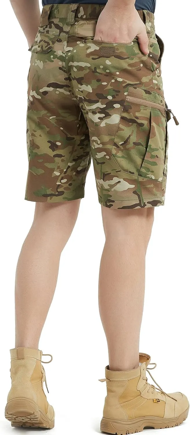 Men's Tactical Cargo Shorts 9.5 Inches Waterproof Ripstop Elastic Waist BDU Hiking Shorts Work