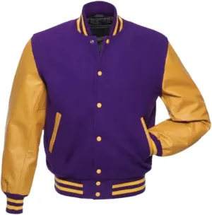 Men’s Varsity Jackets Baseball Letterman Wool Body Genuine Leather Sleeves Bomber American Style Varsity Jacket