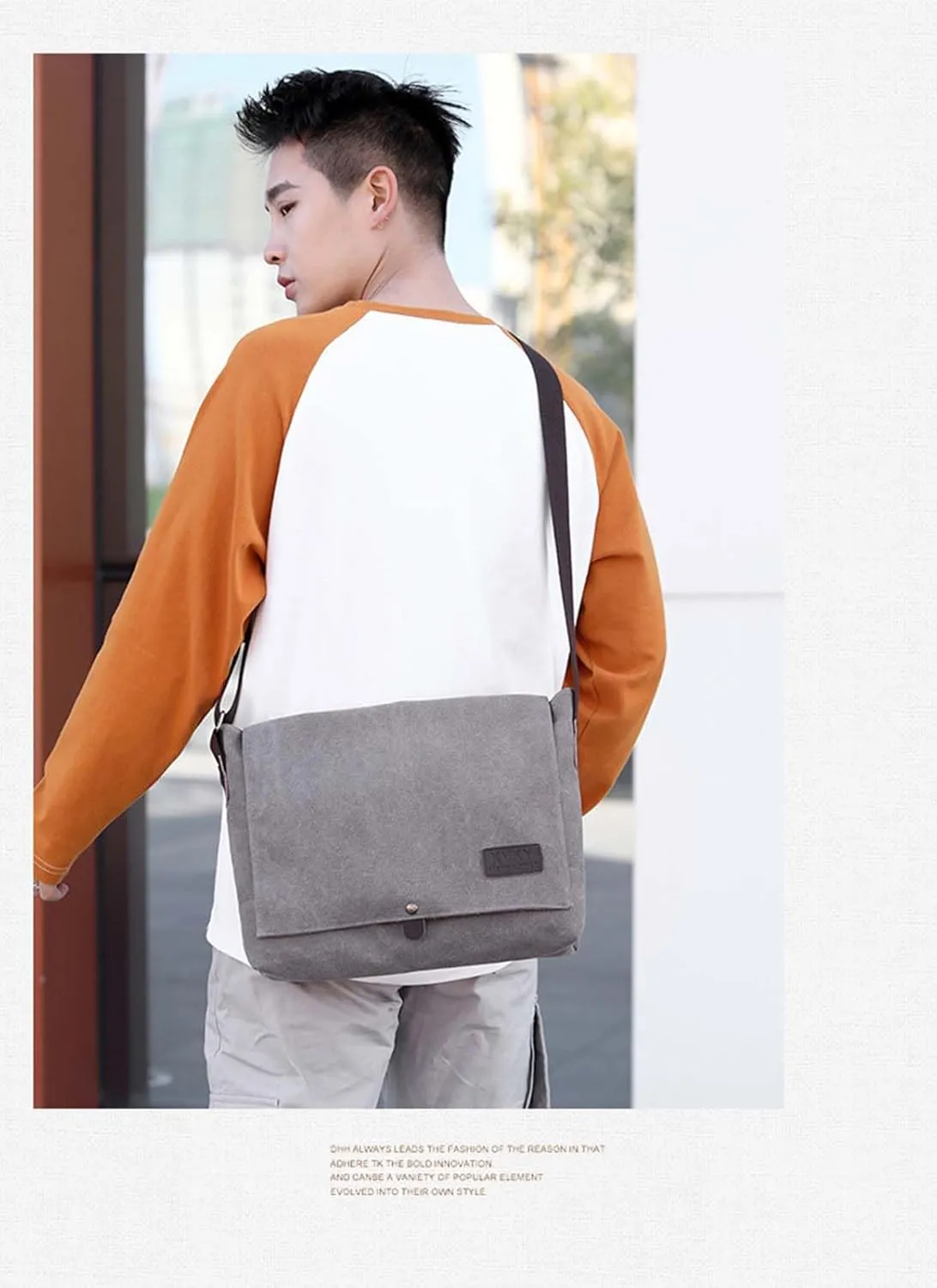 Messenger Bag for Men Canvas Crossbody Bag Shoulder Bag Men Rugged Satchel Shoulder Bag Suitable for Leisure, Work
