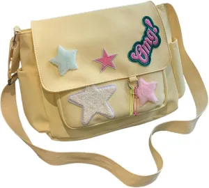 Messenger Bag for Women, Cute Kawaii Canvas Crossbody Bag Y2K Star Purse